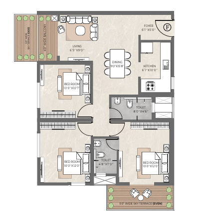 Type F floor plan